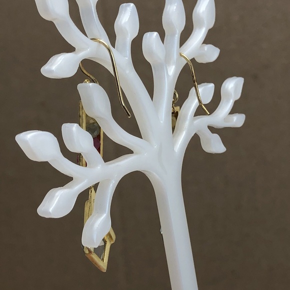 SATYA Sterling Silver Vermeil Gold Tone Agate Dangle Drop Hook Pierced Earrings - Picture 7 of 11